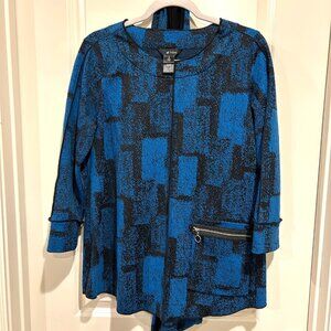 Ali Miles Sweater and Scarf Women's Medium Blue and Black